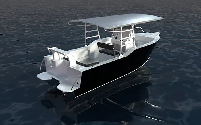 Current 21 aluminum center-console fishing boat with a hardtop
